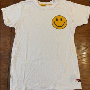 Aviator Nation Kids White Tee with Yellow Smiley